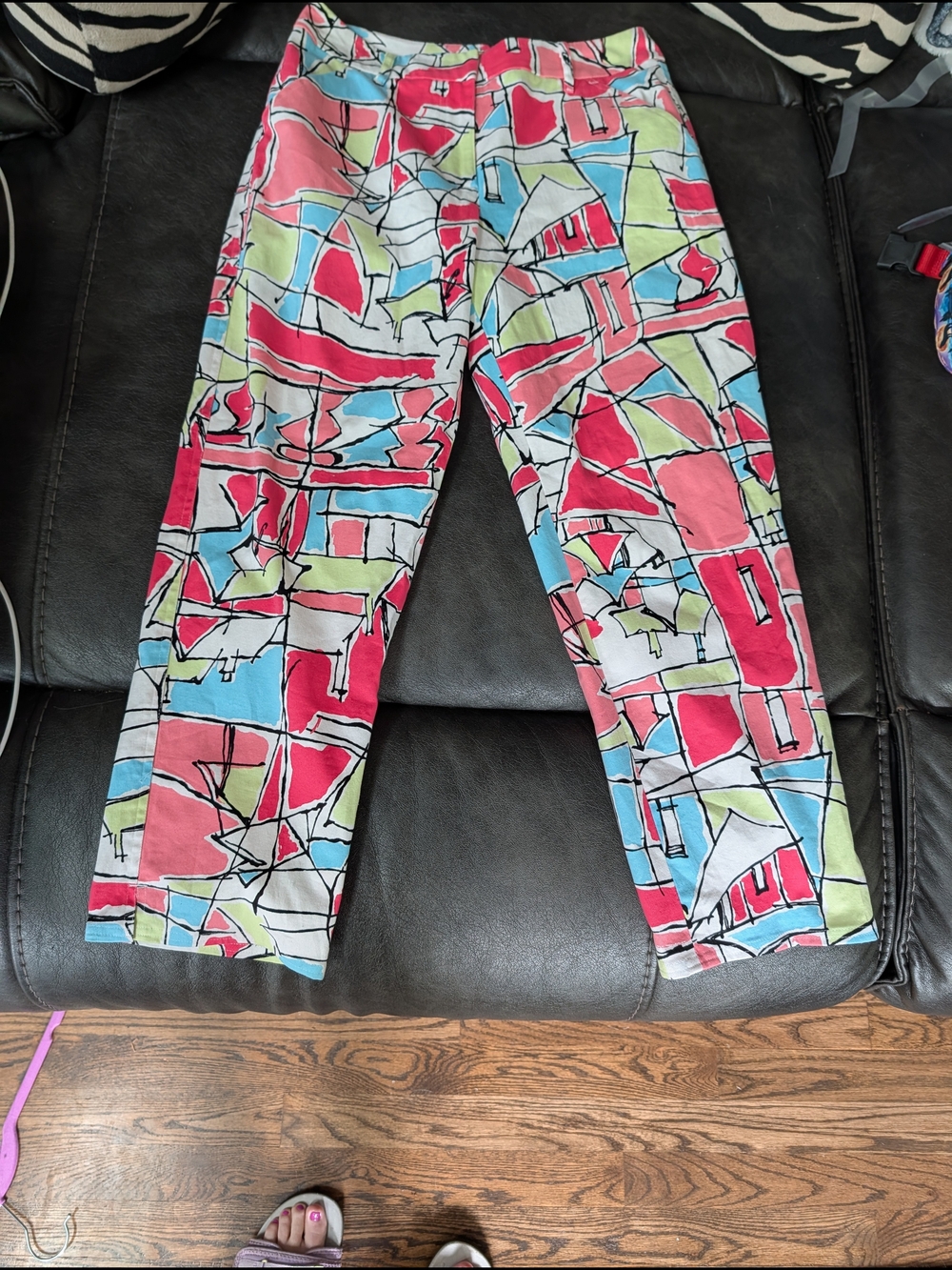 Talbots Abstract Multicolor Ankle Pants in Pinks, White,Green And Blue